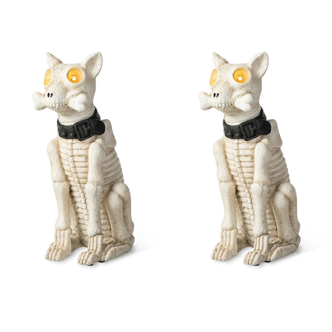 Set of 2 20.50''H Ligted Halloween Lighted MGO Skeleton Dog Porch Decor with Timer